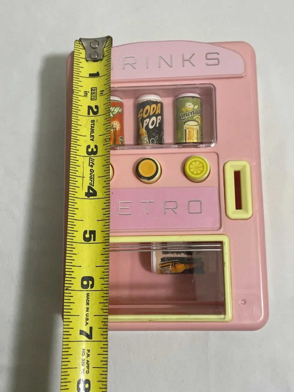 Retro Mini Toy Drink Vending Machine Pink w/ 1 Mini Soda Can RMS Int USA
